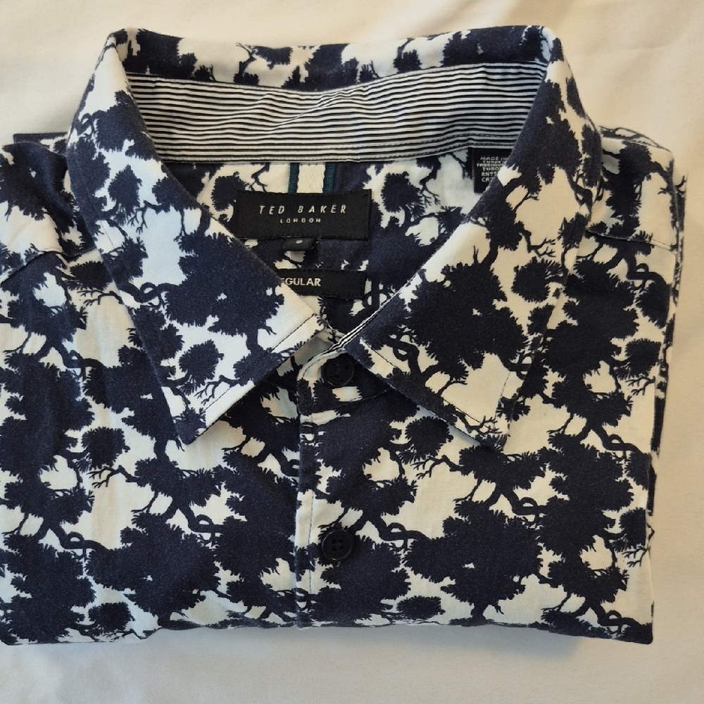 Ted Baker London Mens Short Sleeve  Black and White Button Down Shirt RN95229 - Picture 7 of 12